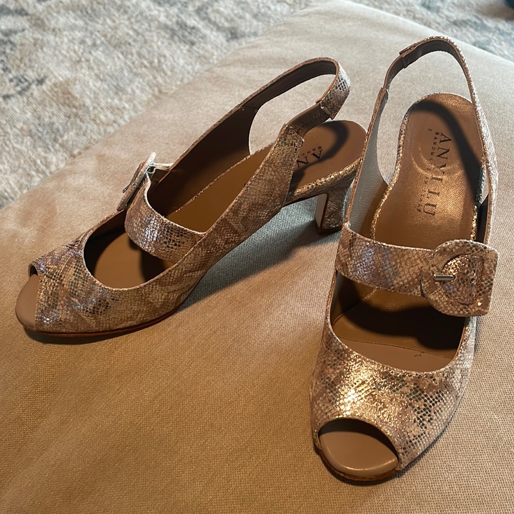 Anyi Lu Metallic Tulipe shoes, Size 38.5.